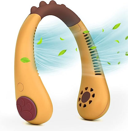 Portable Kids Neck Fan, Neck Fan For Kids Rechargeable, Bladeless Cooling Children Fan,3 Speeds Mute Fan Adjustable Operated Presonal Fan For Playing,travel Theme Parks.(Blue)